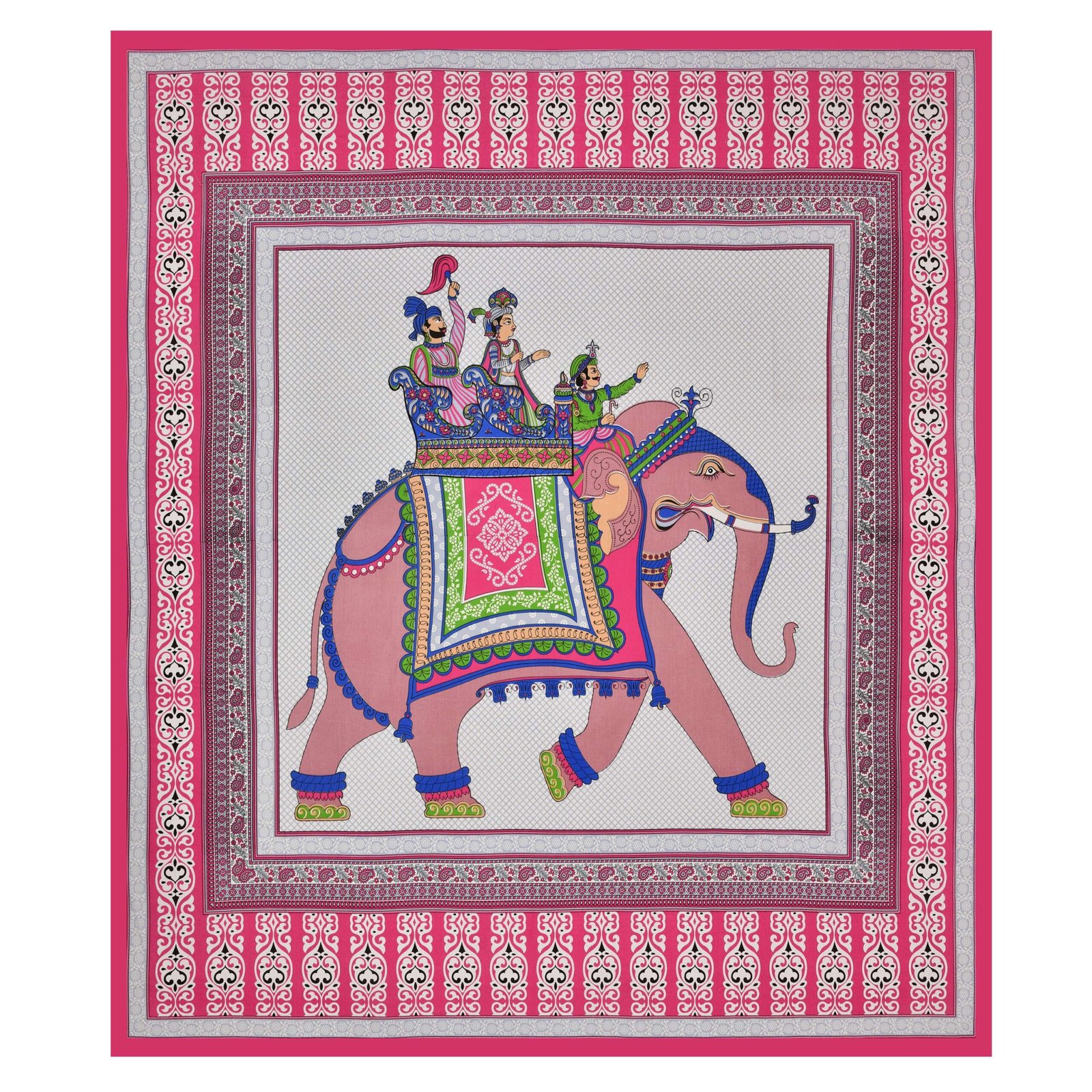 Rajasthani Traditionally Printed Cotton Doublebed Bedsheet With Pack of 2 Pillow Covers - Image 3
