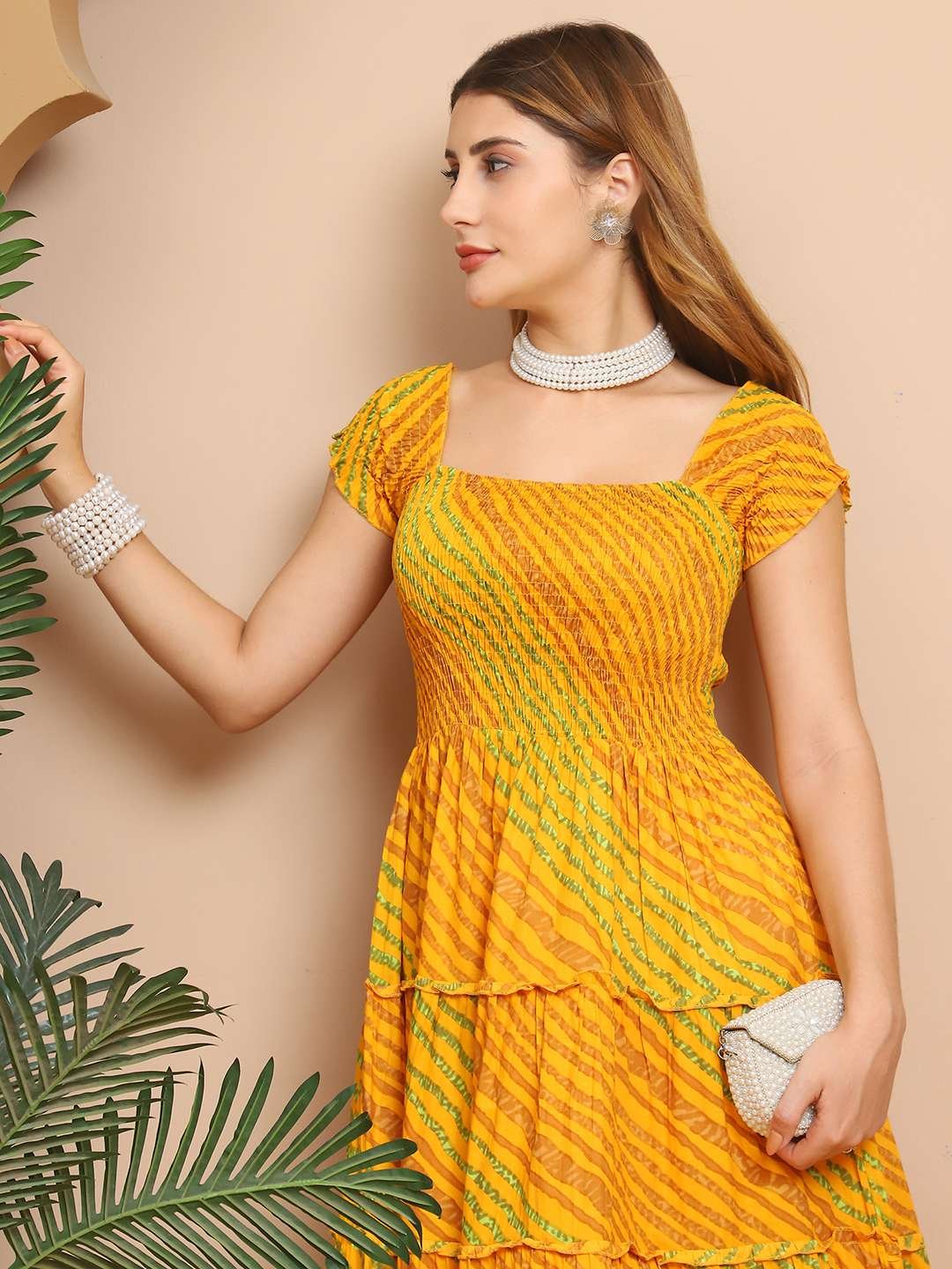 Women's Viscos Rayon Printed Off Shoulder Midi Dress For Summer And Casual Wear - Image 5