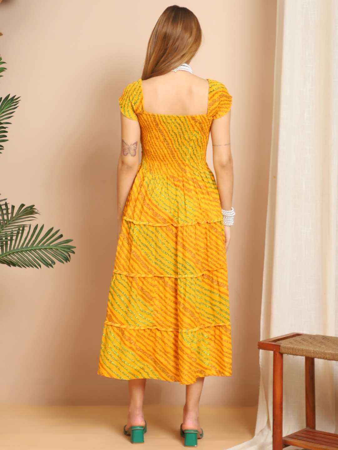 Women's Viscos Rayon Printed Off Shoulder Midi Dress For Summer And Casual Wear - Image 2